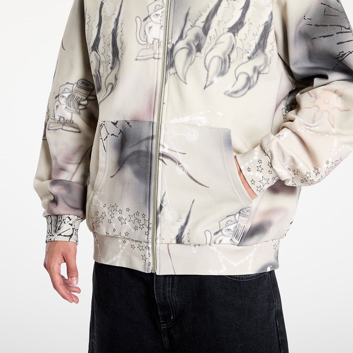 Pulover RIPNDIP RIPNDIP Stargazing Zip Up Hoodie Bež | RNDSUM25108, 1