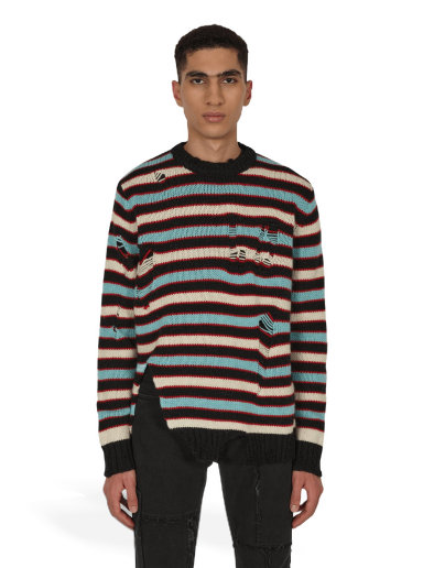 Pleteni pulover Charles Jeffrey Loverboy Mega Shred Stripe Sweater Črna | CJLAW22MSSJ MULCOL