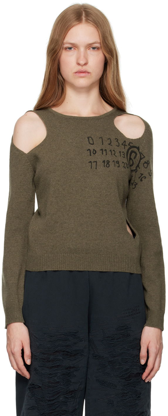 Pleteni pulover Maison Margiela Cut Outs Sweater Zelena | S62NH0034 M13071