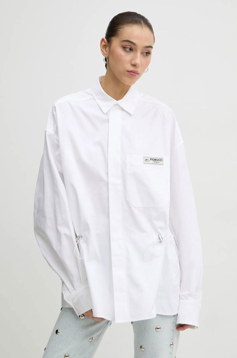 Srajce Fiorucci Fiorucci Relaxed Fit Shirt with Classic Collar Bela | U01FMTLO230CO02WH01