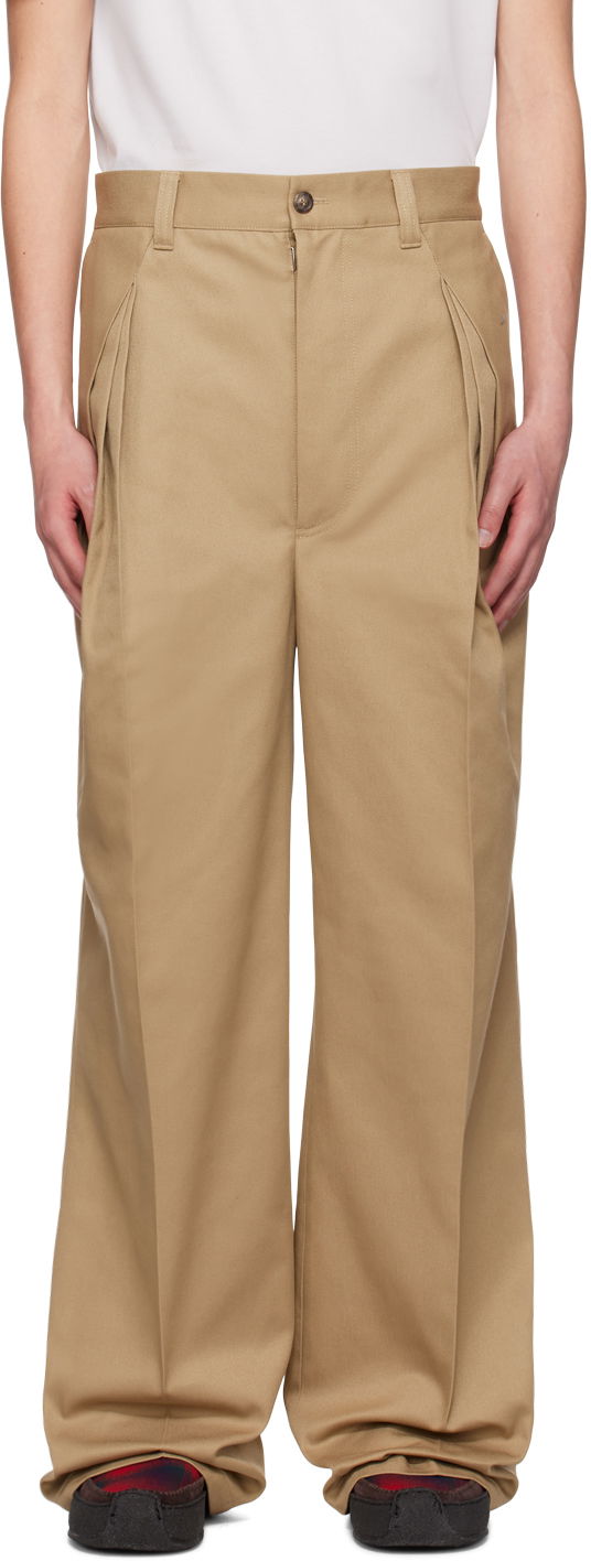 Hlače Maison Margiela Knife Pleats Wide Leg Trousers Bež | S67KA0055 S54042