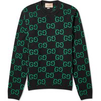 Pleteni pulover Gucci Jumbo GG Jacquard Crewneck Črna | 692900-XKCC5-1064, 1