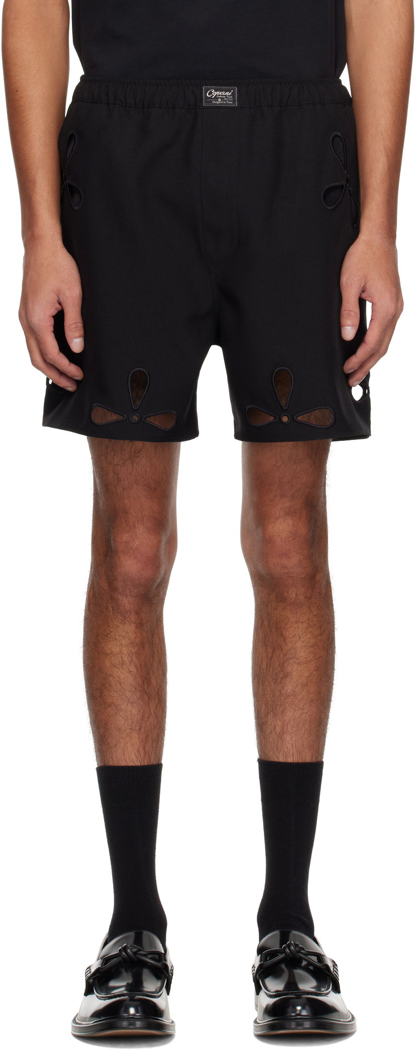 Boksarice Coperni Coperni Petal Embroidered Cut-Out Shorts Črna | COPP116F3004MEN