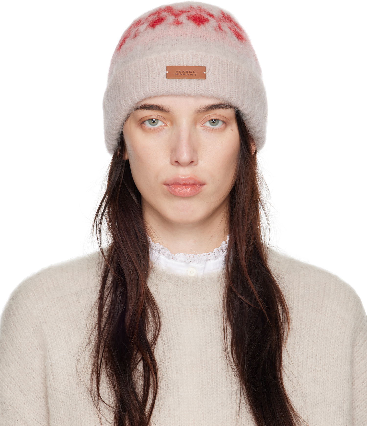 Beanie ISABEL MARANT Beige & Pink Darana Beanie Bež | BE026MFA-B3L02A, 0