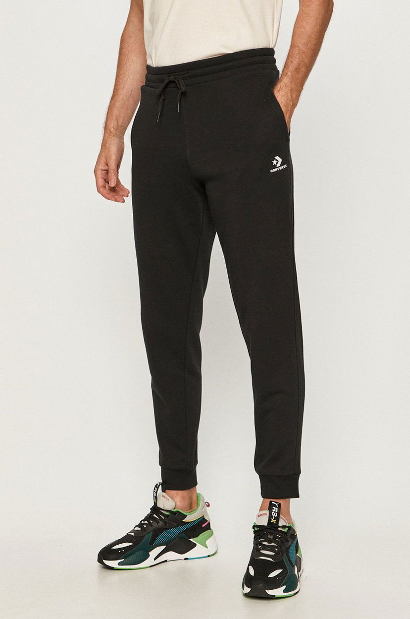 Trenirka Converse Converse Embroidered-Logo Fleece Joggers Črna | 10020369.A01