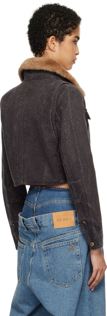 Jakna Alexander Wang Alexander Wang Workwear Cropped Denim Jacket with Shearling Collar Rjava | 1WC4242501, 2