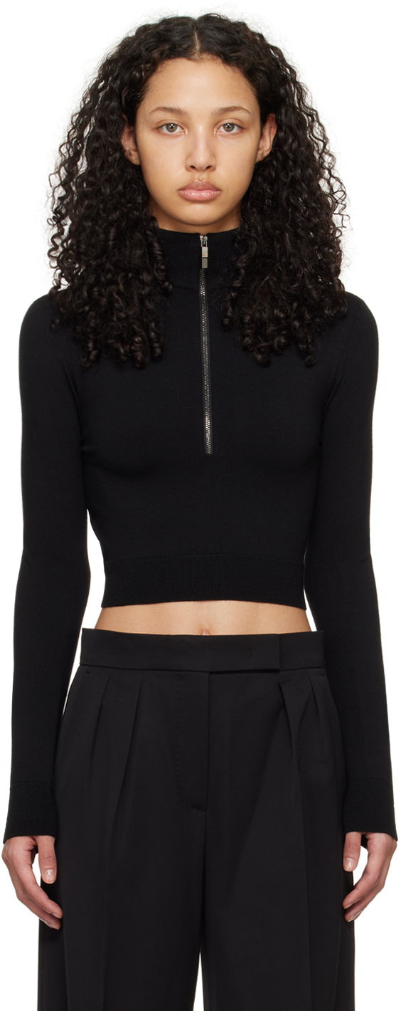 Pleteni pulover Max Mara Max Mara Cropped Turtleneck Top Črna | 2411361211600
