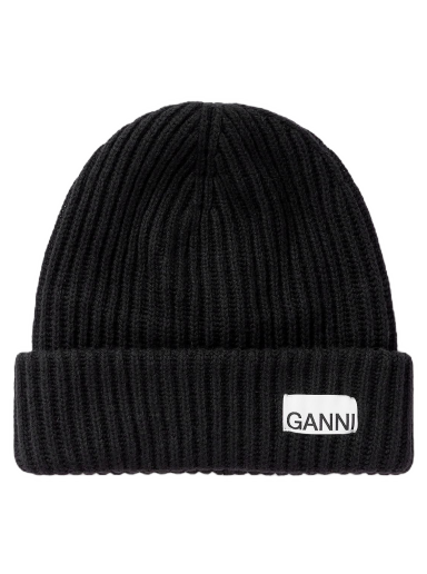 Beanie GANNI Structured Rib Beanie Črna | 5714667416047