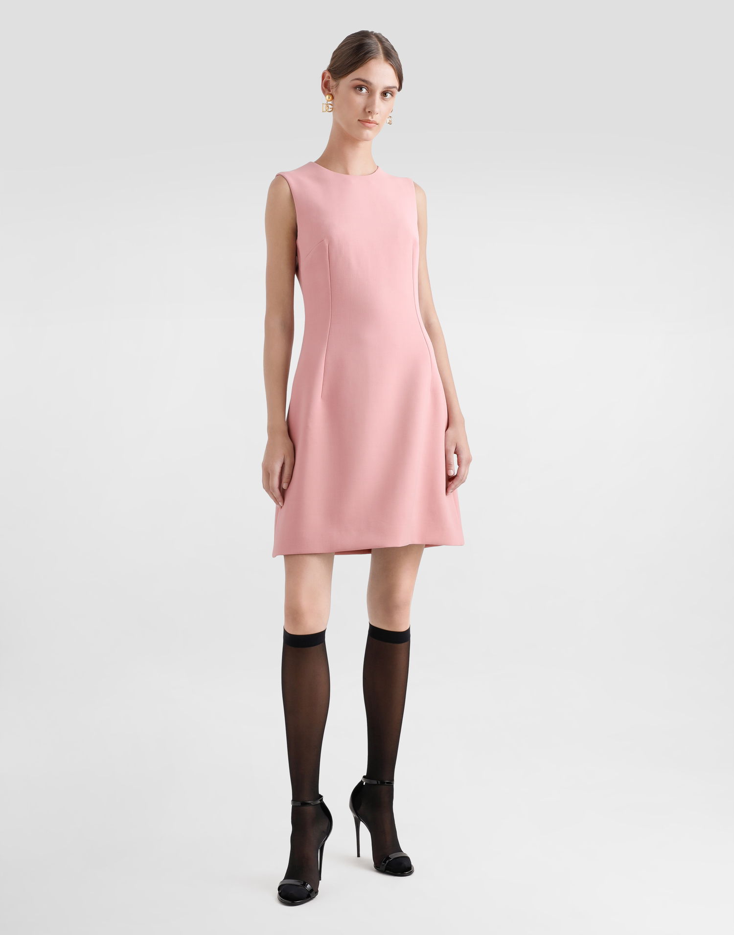 Obleke Dolce & Gabbana Dolce & Gabbana Wool Crepe Fit-and-flare Midi Dress Roza | F6TMMTFU2L8F0473, 1