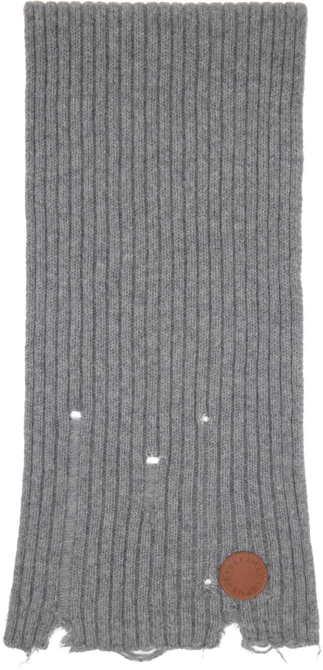 Pleteni pulover Stella McCartney Stella McCartney Distressed Knit Scarf Siva | 6K08933S2536