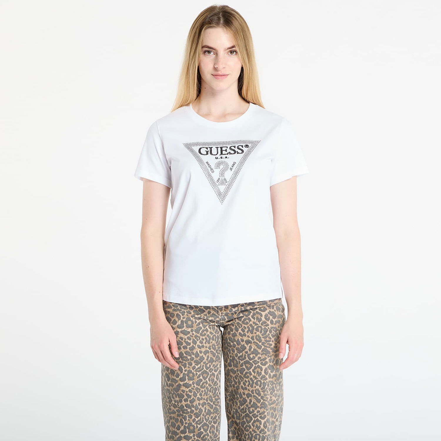 Majica GUESS GUESS Krystal Triangle Tee Bela | W5BI18I3Z14-G011, 0