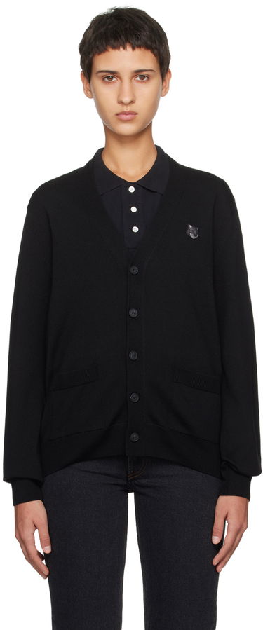 Pleteni pulover MAISON KITSUNÉ Bold Fox Head Cardigan Črna | MM00509KT1036, 0