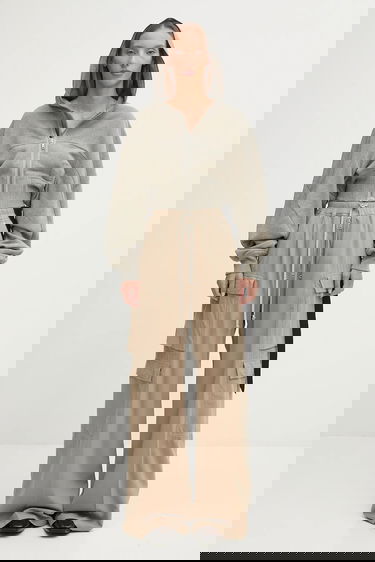 Cargo hlače Rick Owens Rick Owens DRKSHDW Double Cargo Jumbo Belas High Waist Wide Leg Pants Bež | DS02E7324.CFL, 4