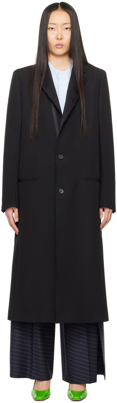 Plašči JW Anderson Black Buttoned Coat Črna | CO0297-PG1317