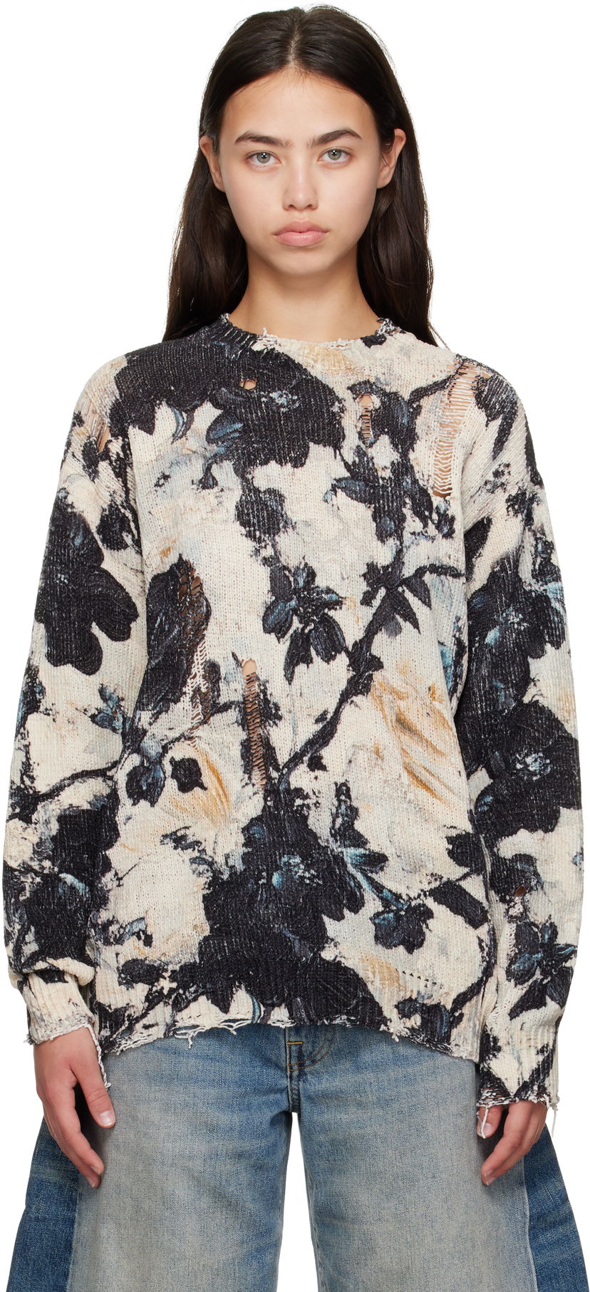 Pleteni pulover R13 R13 Printed Boyfriend Sweater Večbarvna | R13WY199-Y220A