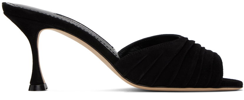 Modni dodatki Manolo Blahnik Manolo Blahnik Pirua Suede Heeled Mules Črna | 423-1671
