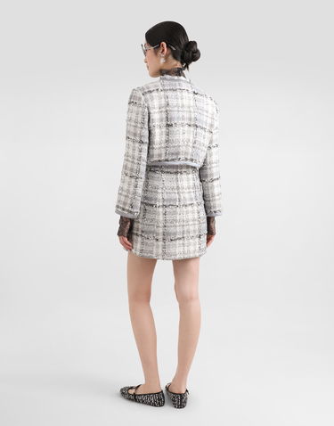 Telovnik Dolce & Gabbana Short Check Lurex Tweed Jacket Siva | F27DQTFQZAES8100, 2
