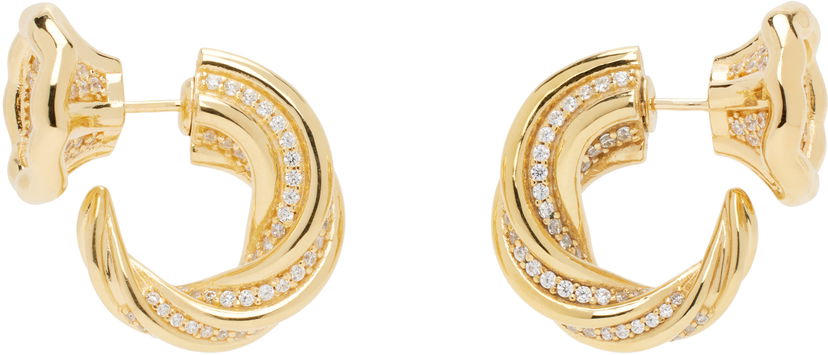 Uhani Bottega Veneta Designer Knot Crystal Earrings Kovinski | 804644 VBOB6