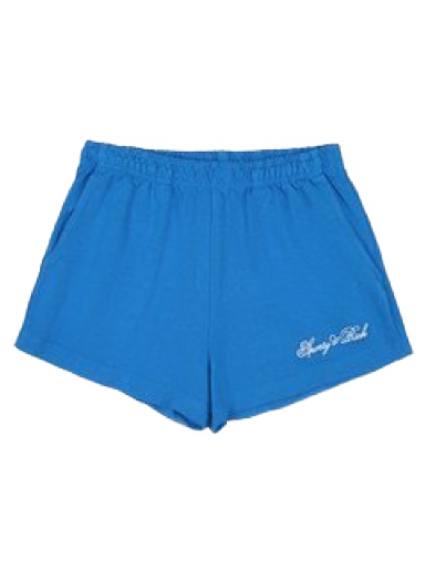 Kratke hlače Sporty & Rich Cursive Logo Embroidered Disco Short Modra | SH853RB