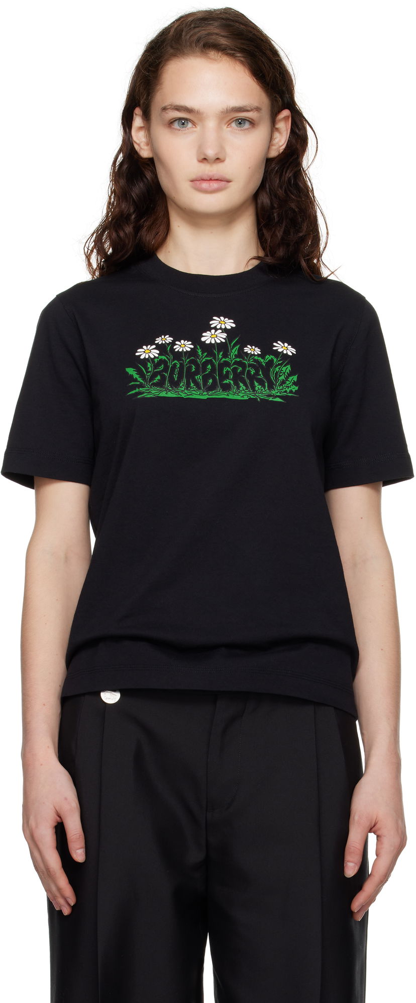 Majica Burberry Daisy Logo Cotton T-Shirt Črna | 8102403