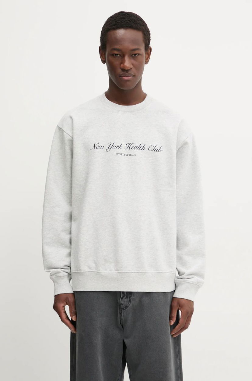 Pleteni pulover Sporty & Rich Sporty & Rich NY Health Club Sweatshirt Siva | ST071506043GY03