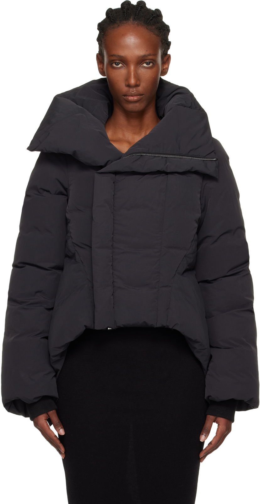 Puhovka Rick Owens Rick Owens Concordians Naska Duvet Asymmetric Collar Down Jacket Črna | RP02E4746 MTD1