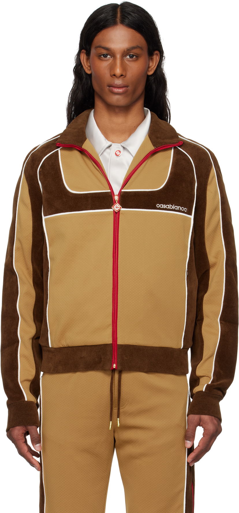 Trenirka Casablanca Casablanca Chenille Panelled Track Jacket Rjava | MS25-JTP-342-01