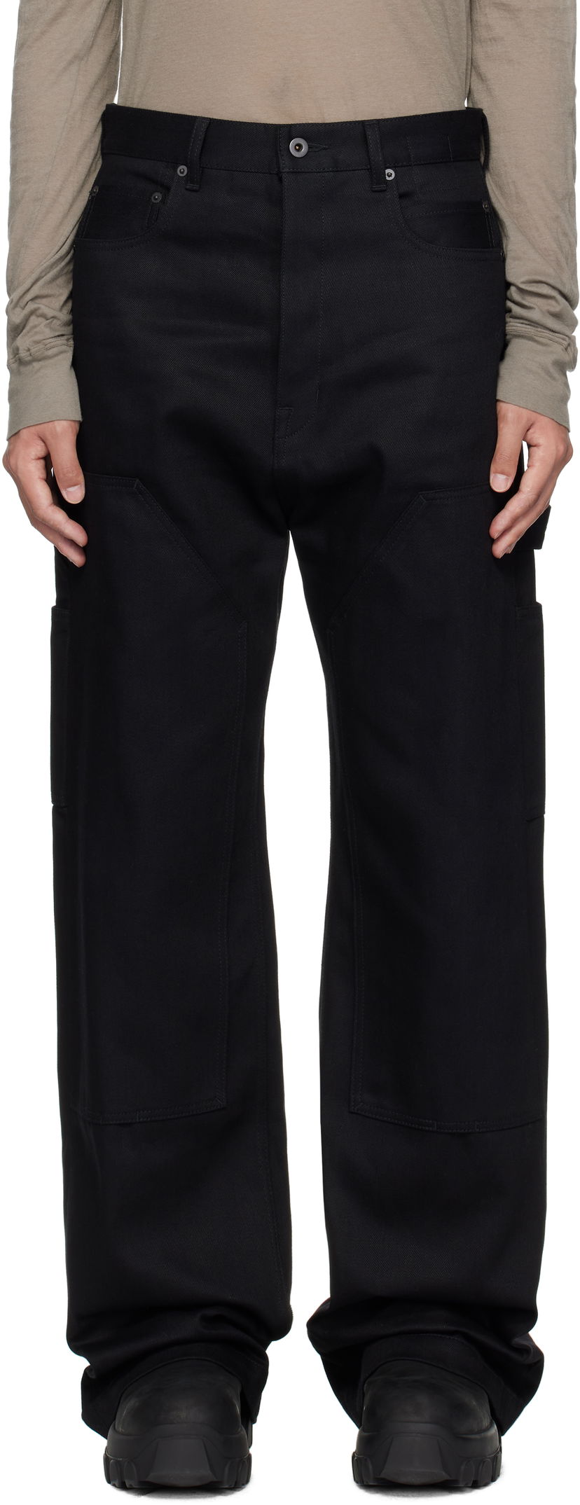 Kavbojke Rick Owens Rick Owens DRKSHDW Hollywood Double Knee Geth Cut Jeans Črna | DL01E6387 BLKJP