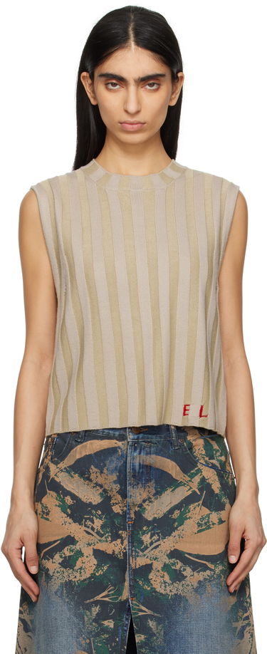 Majica brez rokavov Eckhaus Latta Eckhaus Latta Keyboard Sleeveless Knit Top Bež | 8025-EL-PS25-DU -, 0