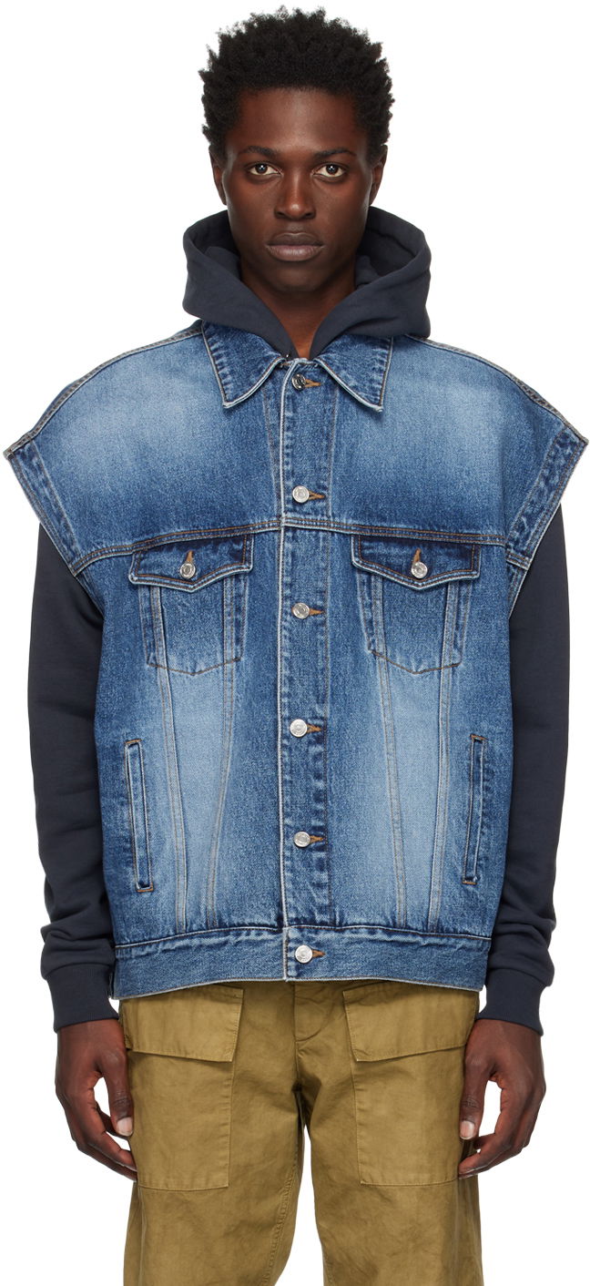 Telovnik We11done We11done Oversized Trucker Vest Modra | WD-DV3-22-385-U-BL