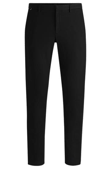 Hlače BOSS Slim-Fit Stretch Cotton-Blend Chinos Črna | 50485788