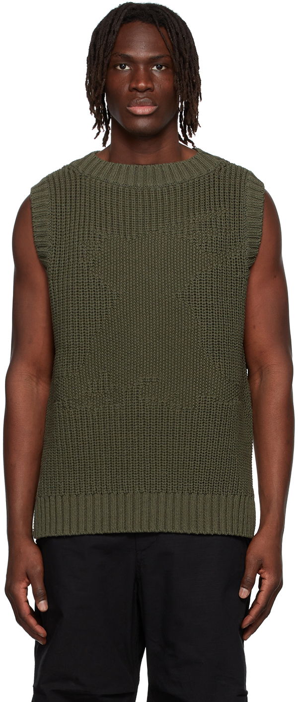 Pleteni pulover We11done We11done Knitted Cotton Vest Zelena | WD-KV1-22-607-U-KK