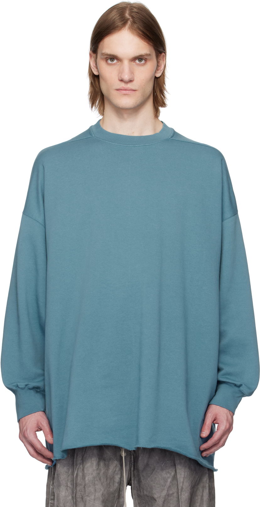Pleteni pulover Rick Owens Rick Owens DRKSHDW Hollywood Tommy Long Sleeve Sweatshirt Modra | DU01E3292 FP