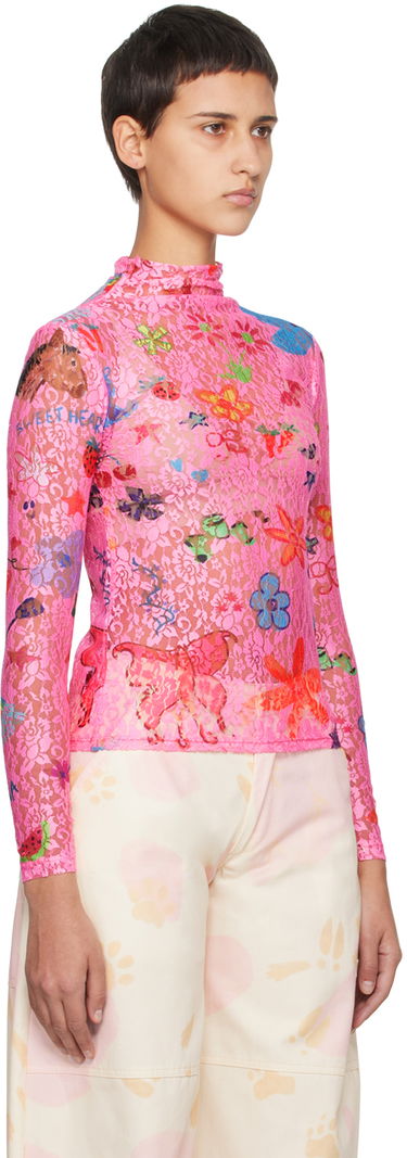 Pleteni pulover Collina Strada Collina Strada Thumbtastic Floral Print Mesh Turtleneck Zelena | XX3340, 4
