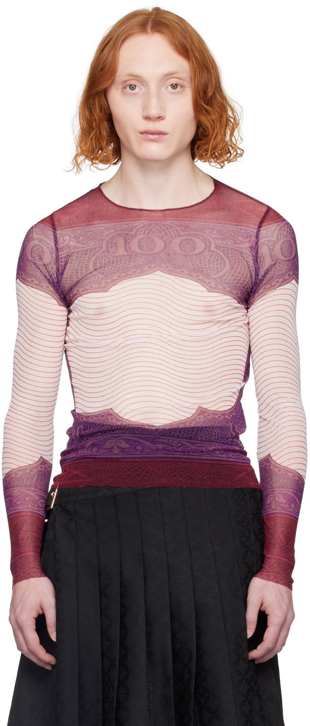 Majice in brezrokavniki Jean Paul Gaultier Gaultier Sheer Long Sleeve T-Shirt Lila | 24/25-U-TO017-T515-300128