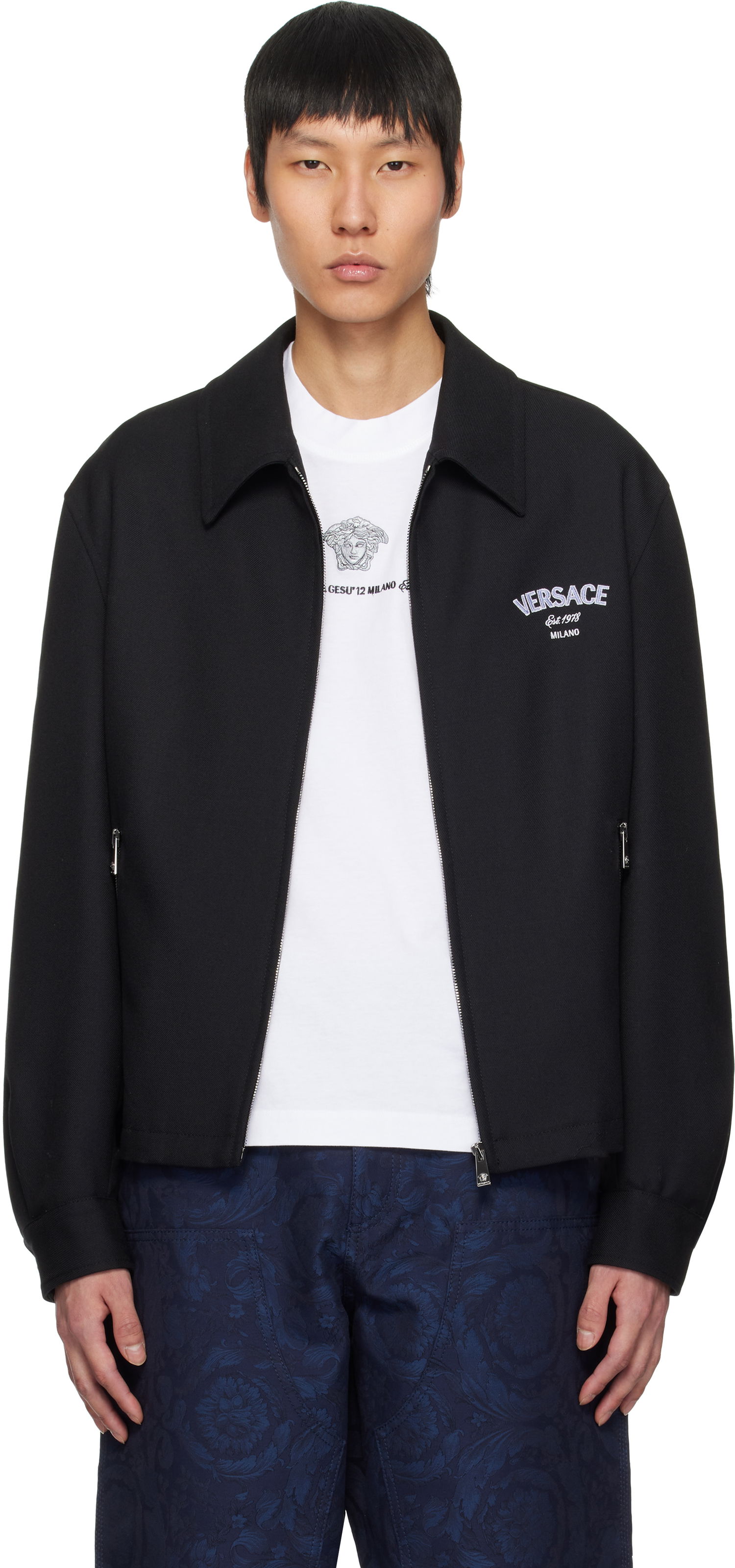 Bomber jakna Versace Versace Medusa Gallery Wool Blouson Jacket Črna | 1018846_1A13489, 0