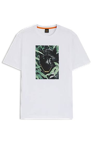 Majica BOSS T-Shirt with Panther Graphic Bela | 50546362