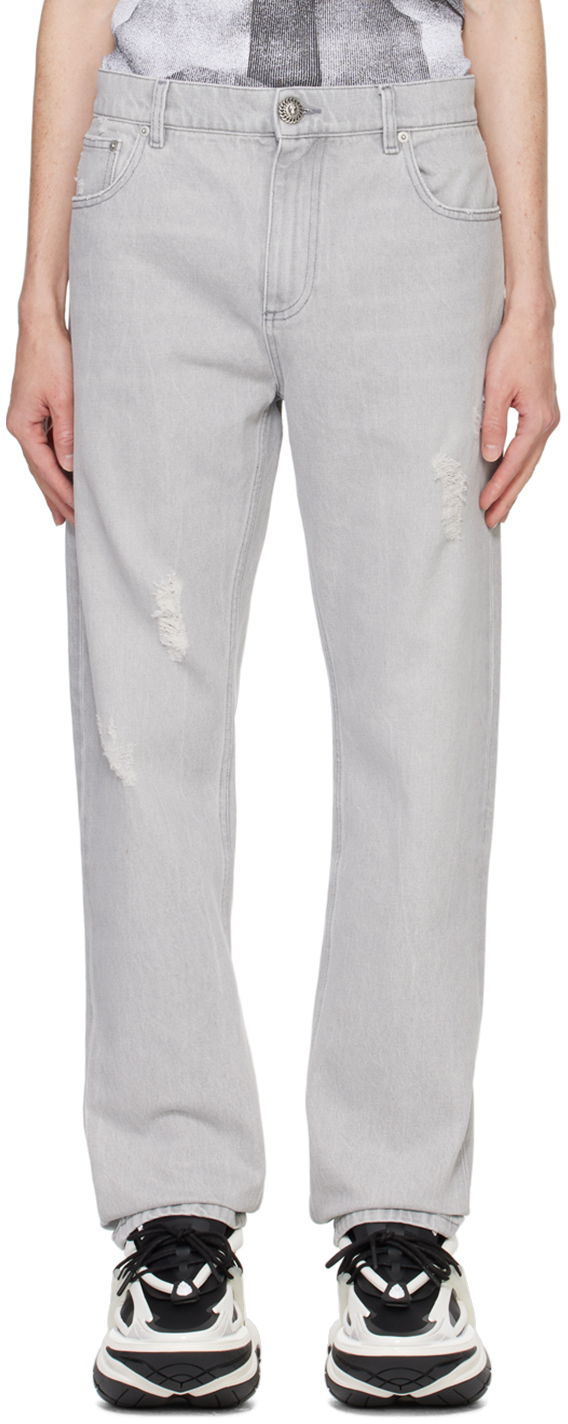 Kavbojke Balmain Regular Jeans Siva | DH0MI043DF12