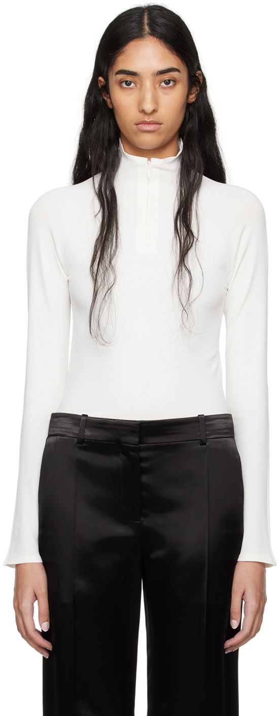 Bodi The Row Long Sleeve Fitted Turtleneck Top Bela | 8137-Y674