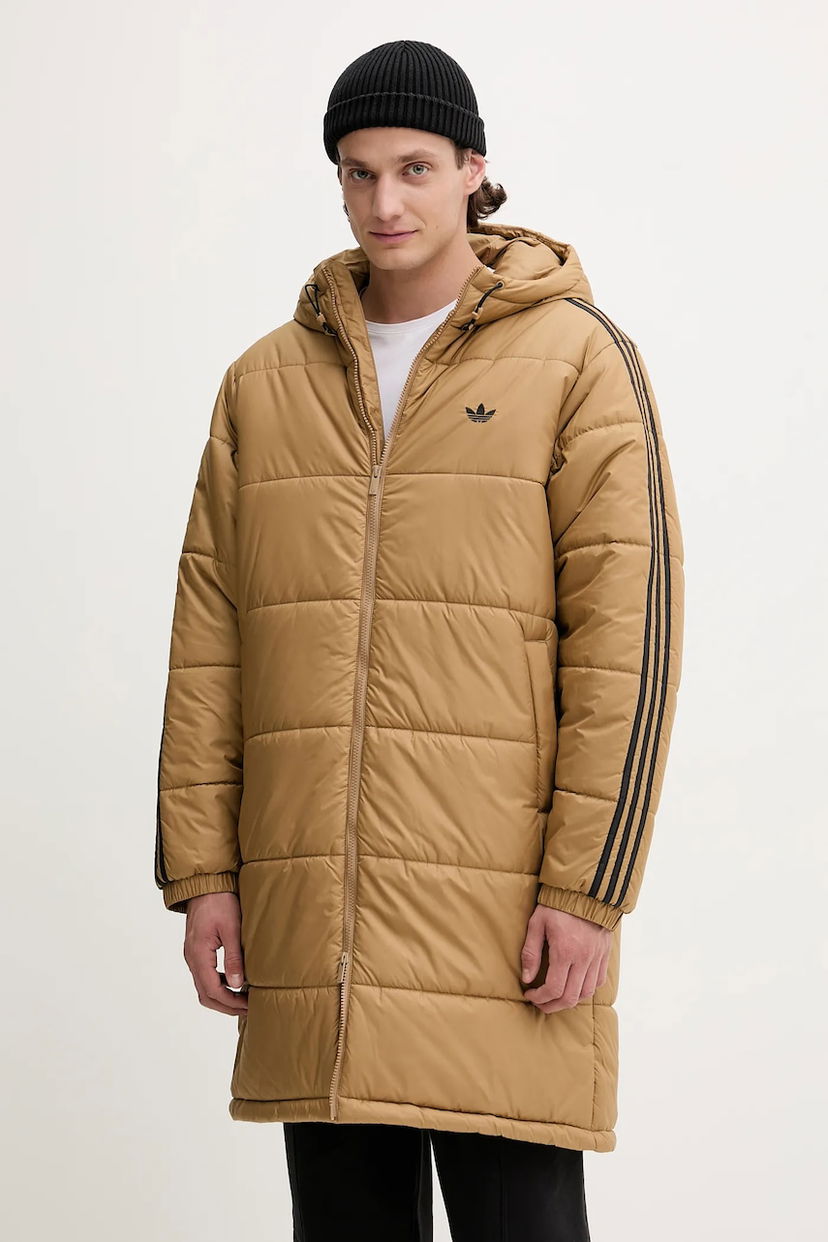Puhovka adidas Originals Adicolor Padded Longline Hooded Jacket Rjava | JW5847