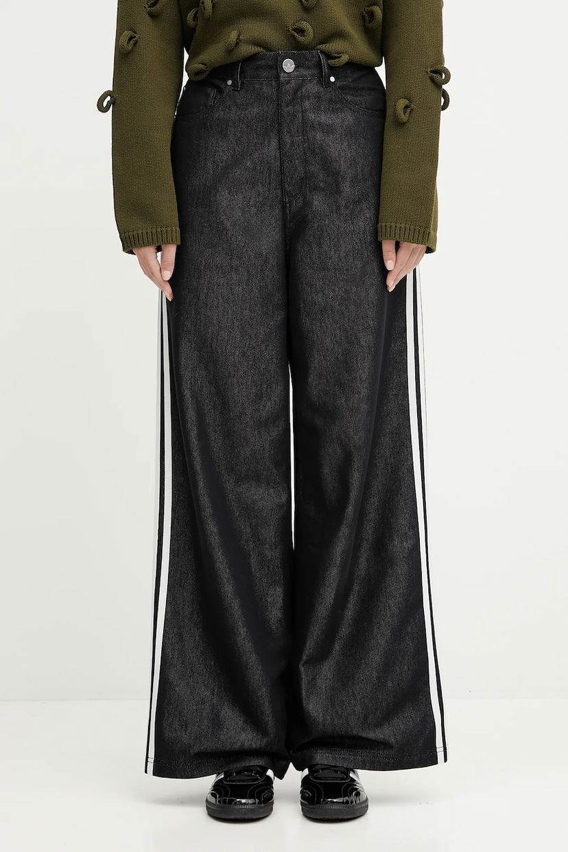 Kavbojke adidas Originals adidas Originals Baggy Shine High-Waist Wide-Leg Jeans Črna | KE9799