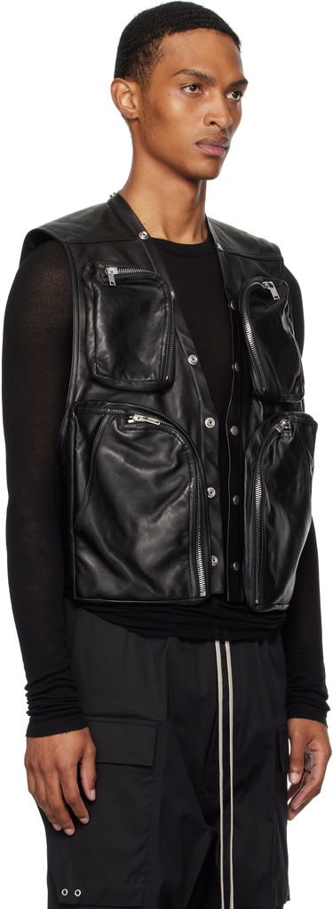 Telovnik Rick Owens Rick Owens Concordians Cargo Leather Vest Črna | RU02E1767 LBY, 1