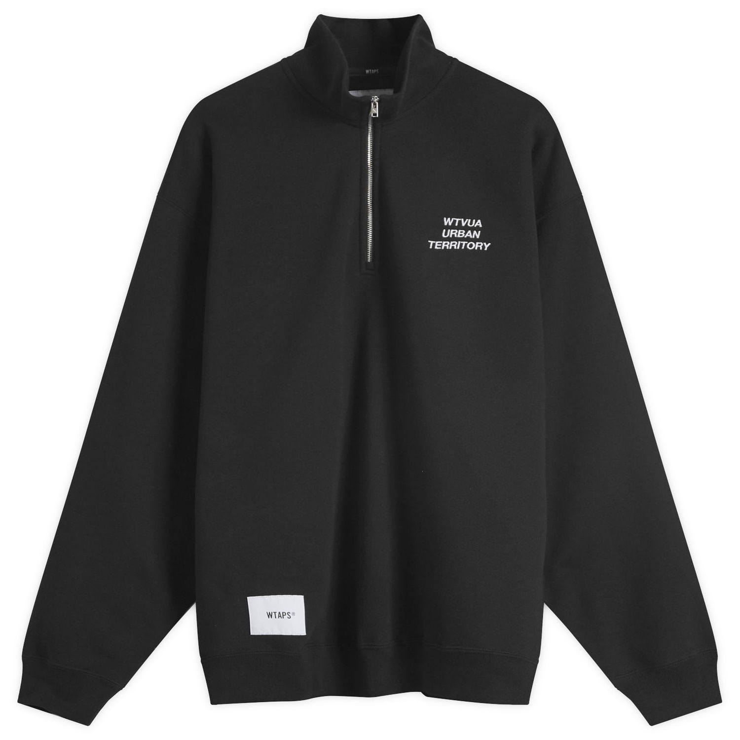 Pulover WTAPS Embroidered Half Zip Sweatshirt Črna | 242ATDT-CSM20-BLK, 1