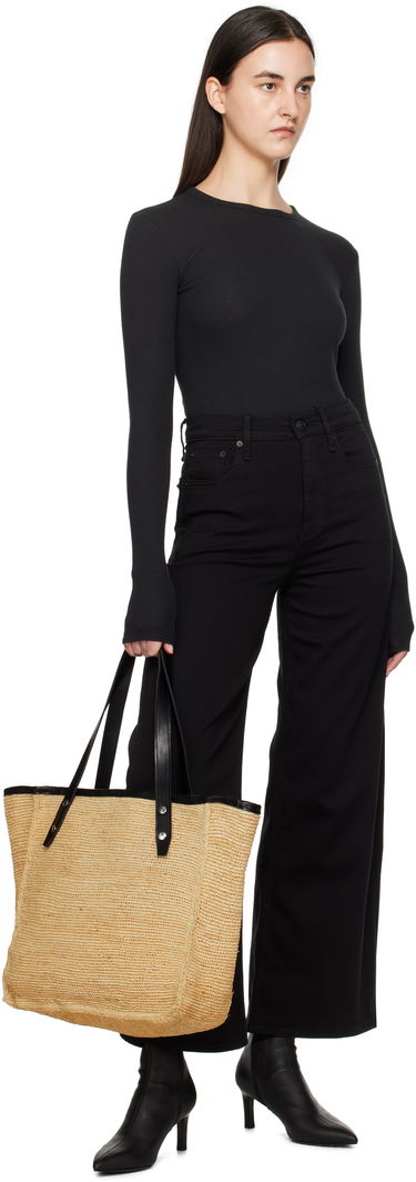 Tote bag rag & bone rag & bone Daily Leather-Trimmed Straw Tote Bež | WHH24S1004TN04, 3
