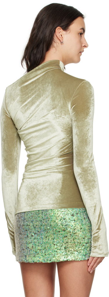 Pleteni pulover Helmut Lang Helmut Lang Asymmetrical Velvet Long Sleeve Top Zelena | N07HW502, 2