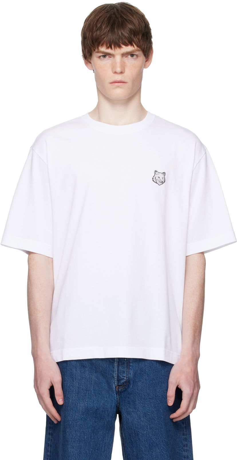 Majica MAISON KITSUNÉ Maison Kitsuné Fox Head Patch Comfort T-Shirt Bela | PM00109KJ0119