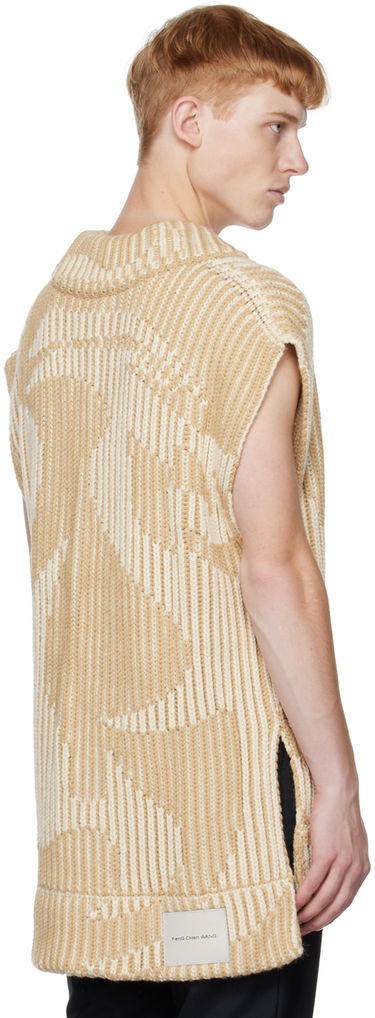 Pleteni pulover Feng Chen Wang Feng Chen Wang Jacquard Oversized V-Neck Vest Bež | FUF14KT06K, 2