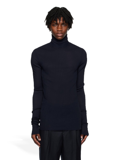 Pleteni pulover AMI Ribbed Turtleneck Mornarica | HTS301.JE0022