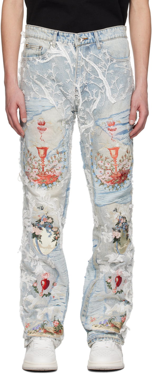 Kavbojke Who Decides War Who Decides War Chalice Embroidered Jeans Modra | 1120570008SS24