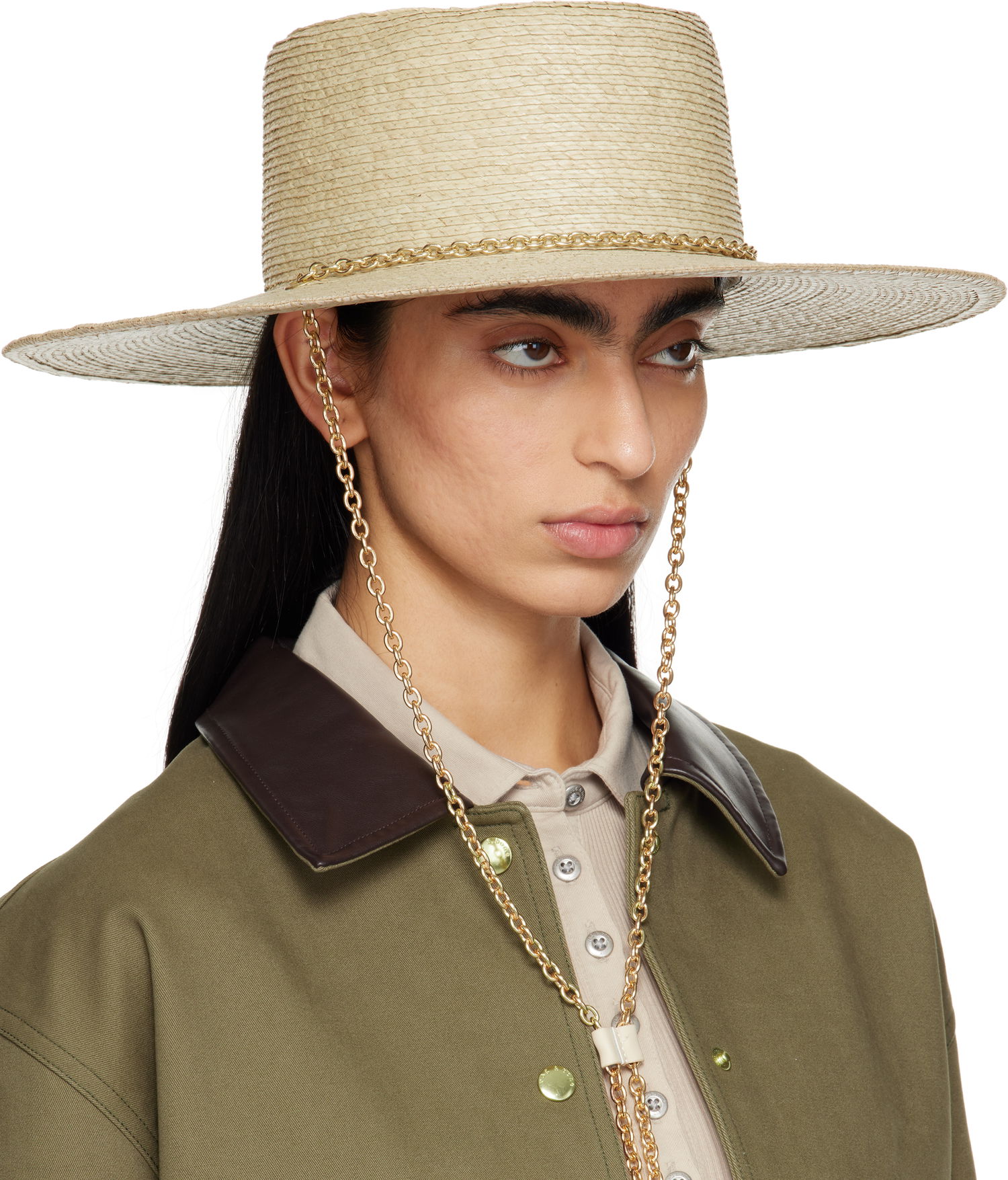Klobuk rag & bone Rag & Bone Jacque Boater Hat with Chain Bež | WJW25SH1017ST17, 1